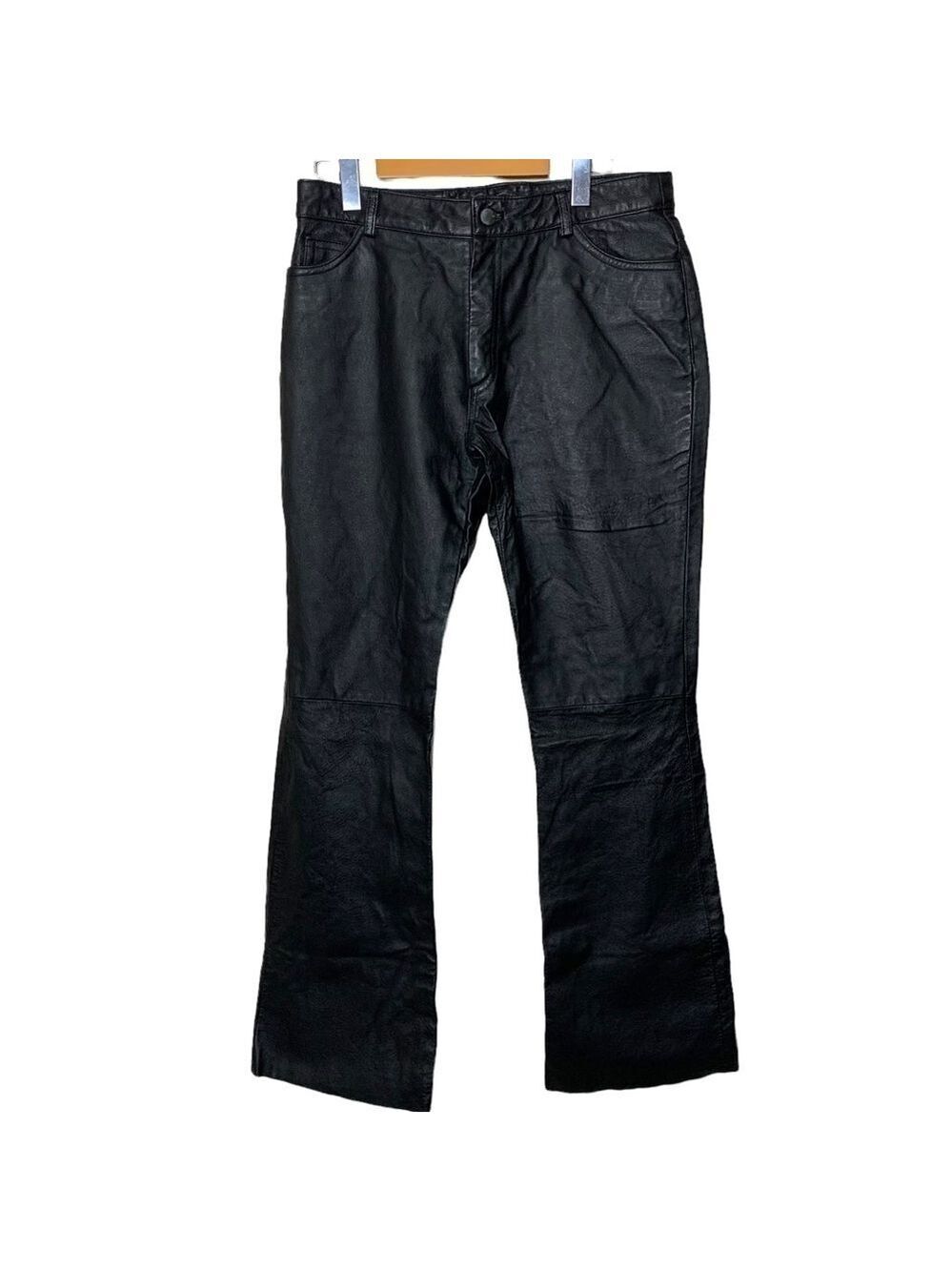 Fairweather Black Genuine Leather Pant Size 10 Motocycle Jeans Style Flare Leg